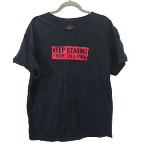 Trailer Keep Staring I Might Do A Trick Graphic Tee Shirt Black XL Funny‎ Goth